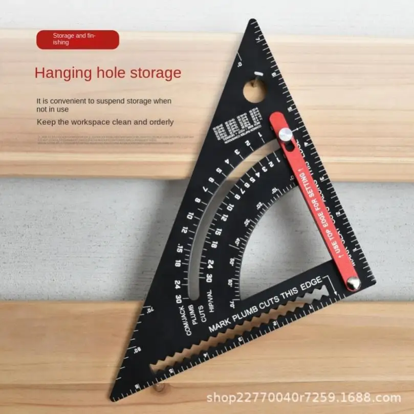 Aluminum Alloy Positioning Triangle Foldable Ruler with Adjustable Rod Durable Convenient Measuring Ruler