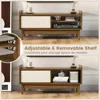 Coffee Table with Storage and Sliding Doors, Mid-Century Modern Coffee Table , Rattan Woven Door, Wooden Accent Center Tables 5