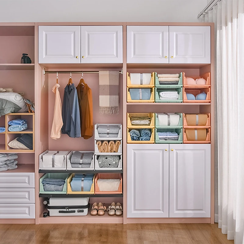 Description Picture 4 of itemPlastic Drawer Organizer Foldable Clothes Sorting Rack Storage Baskets Stackable Wardrobe Storage Box for Bedroom