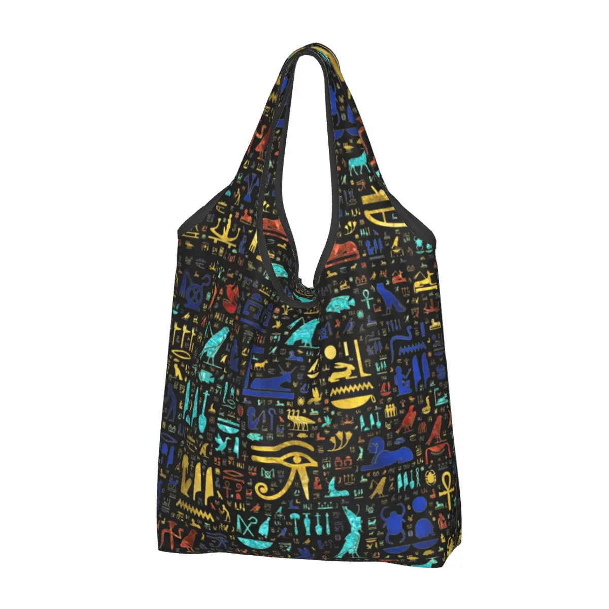 

Cute Print Ancient Egyptian Hieroglyphs Tote Shopping Bags Portable Shopper Shoulder Egypt Symbol Handbag