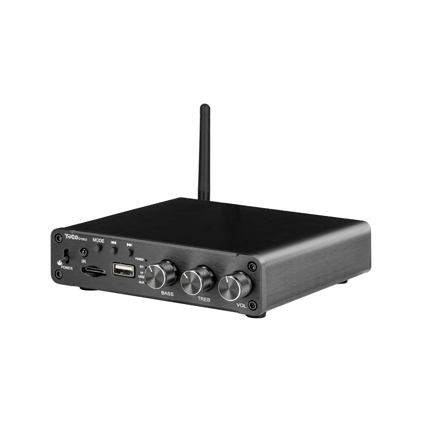 YJCO D100U 블루투스 5.4 스테레오 앰프 TPA3116 듀얼 채널 HiFi 파워 앰프 100W×2 홈 오디오 수신기 USB TF 올인원