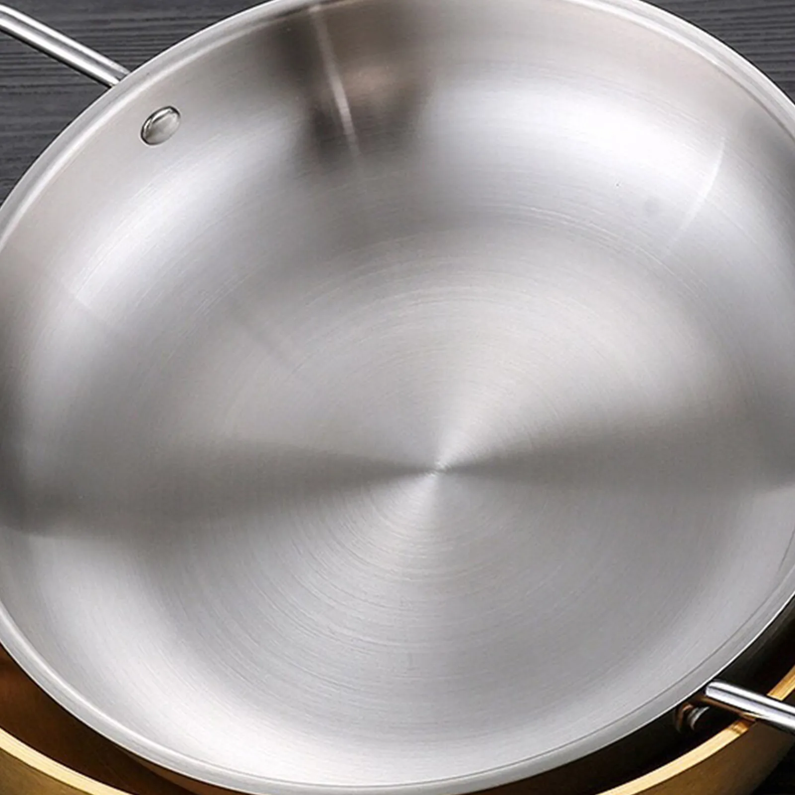 Gold/Silver Stainless Steel Instant Noodle Pot, Single Person Small Hotpot,Double Ear Flat Bottomed Dry Pot, Kitchen supplies