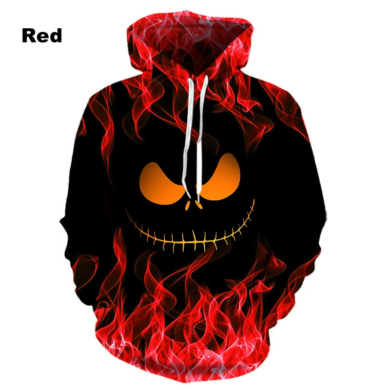 Autumn/Winter Men's and Women's Long Sleeve Hoodie 3D Printed Hoodie Halloween Flame Hoodie Casual Fashion Graphic Sweatshirt