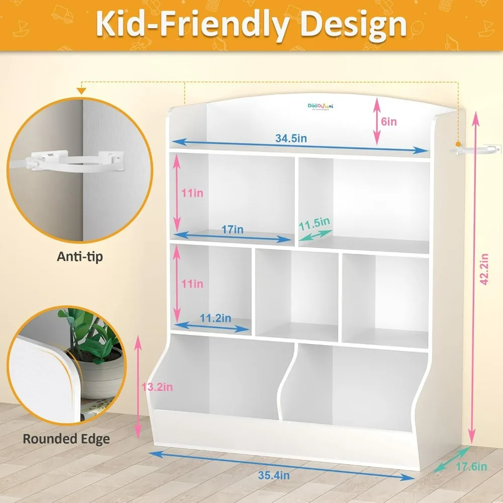 Children's cabinet, odorless, toy storage, storage cabinet for books and toys, can be painted and easy to clean.