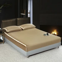 Satin Bedsheet Set High Quality Solid Color Fitted Sheet Set Single Double Queen King Size Flatsheet Set Luxury Bedding 2