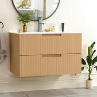 30 Inch Bathroom Vanity,Floating Bathroom Vanity w/ Ceramic Sink Set,Wall Mounted Floating Cabinet,Bath Storage Cabinet Vanity 1
