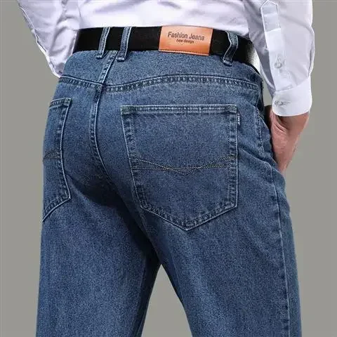 Pantalones vaqueros para hombre con bolsillos, pantalones vaqueros azules claros para hombre, rectos, talla XS, de alta calidad, informales, novedad de 2025, tendencia 2024, holgados