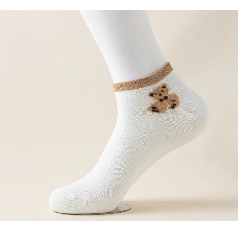 Cute Teddy Bear Short Socks - Casual SpringSummer Boat Socks