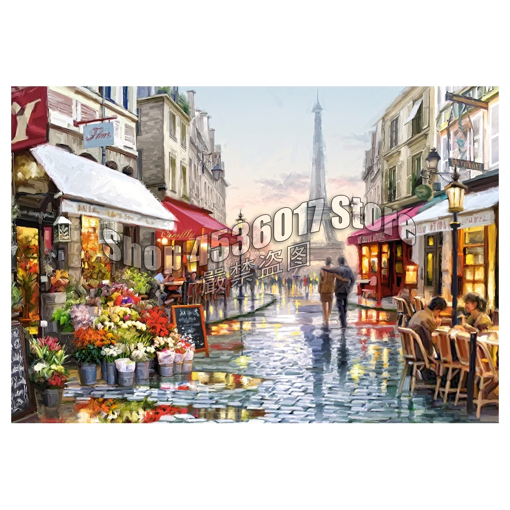

Flowers paris street 5D DIY Diamond painting by numbers Full Embroidery Cross Stitch Mosaic Home decoration pintura de diamante
