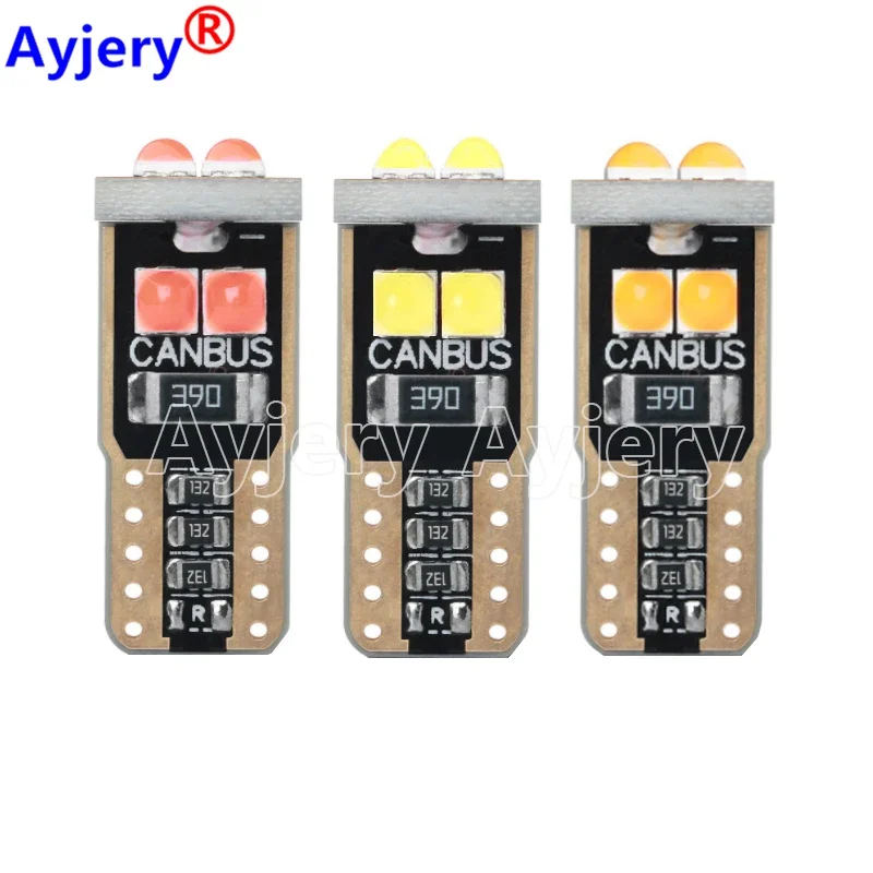 

AYJERY 100PCS T10 LED W5W LED Canbus Car Interior Light 194 501 6 SMD 3030 LED Instrument Lights Bulb Wedge Light No Error 12V