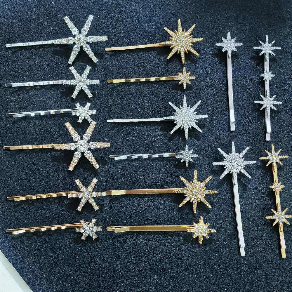Kristallen ster haarclips voor bruiden, vrouwen en meisjes, modieuze metalen haarspelden, bruidshaaraccessoires._voghion.com