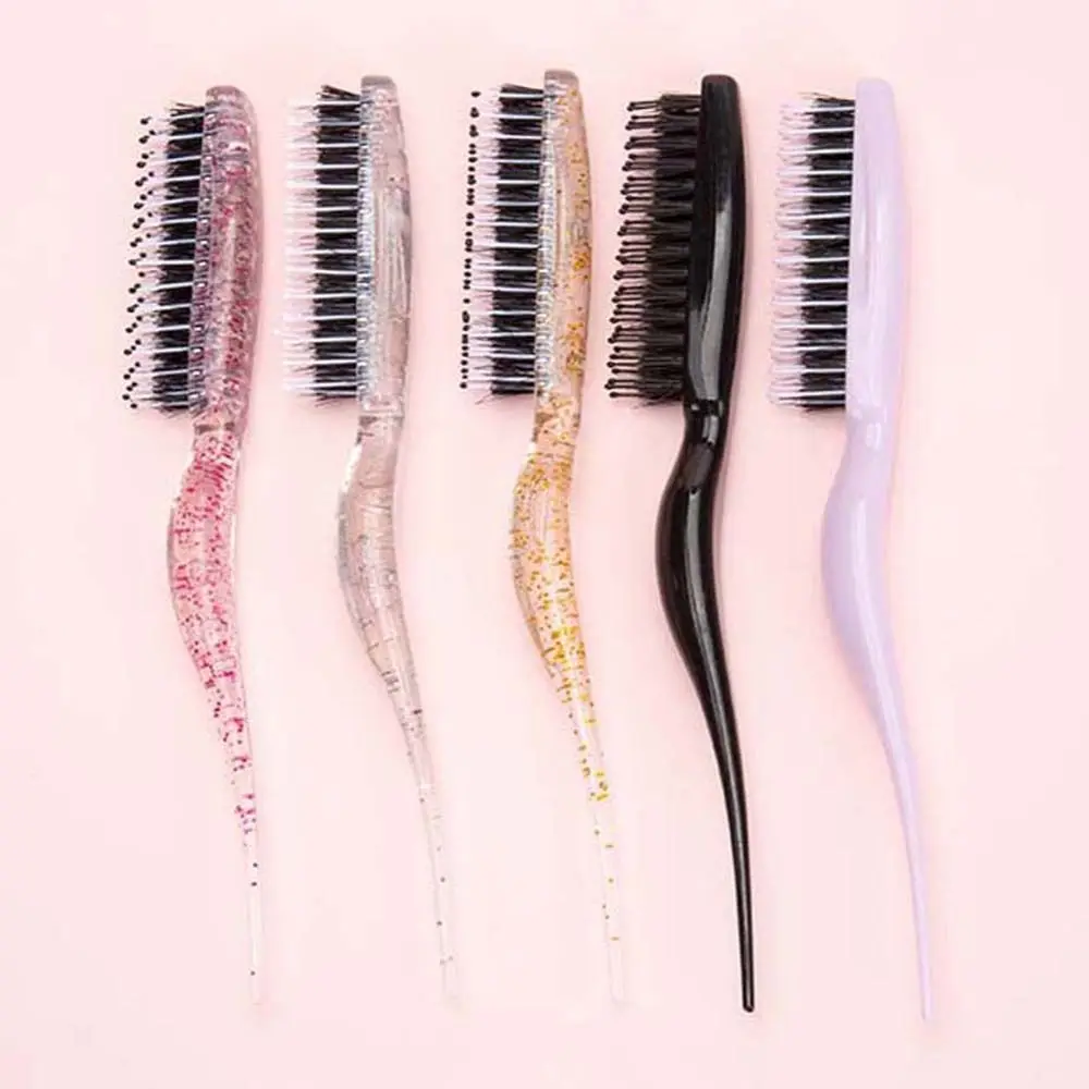 

Teasing Brush Rat Tail Bristle Brush Colorful Salon Combs for Back Combing Root Teasing to Add Volume Scalp Massage