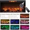 Fireplace TV Stand for 80 Inch TV, Mid Century Modern Entertainment Center with 36" Electric Fireplace & Led Lights, Wo 3