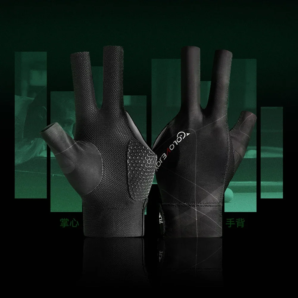 Open Finger Billiard Pool Gloves Adjustable Sticker Polyester Snooker Billiards Gloves Smooth Soft Portable Training Accessories