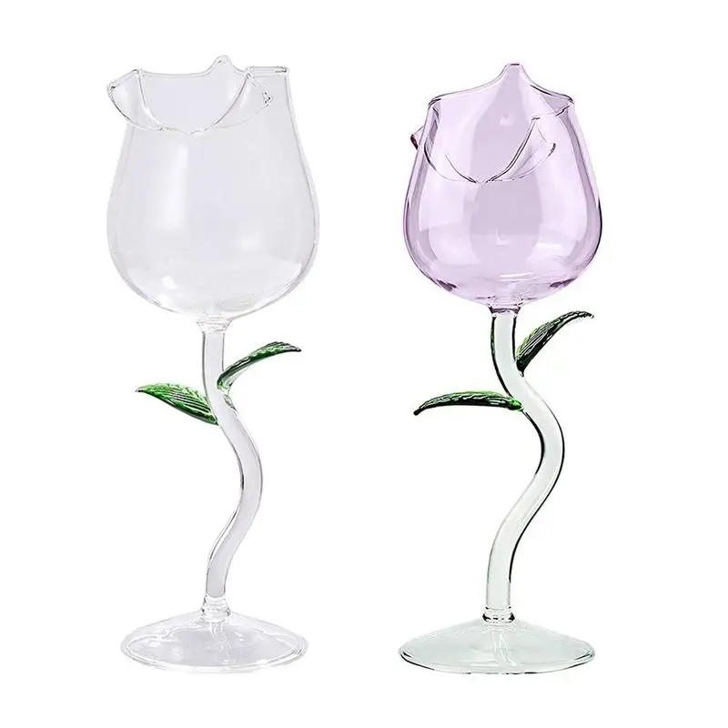 Rose Wine Glass Romantic Cocktail Red Wine Glass 150/400ml Rose Flower  Shaped Juice Champagne Glass Cup Bar Wedding Decoration - Glass - AliExpress