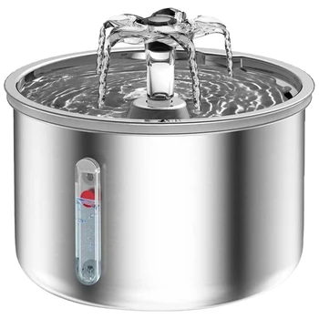 2L Automatic Pet Water Fountain 304 Stainless Steel Automatic Circulation Water Fountain Auto Filter Pet Drinker for Indoor Pet 2