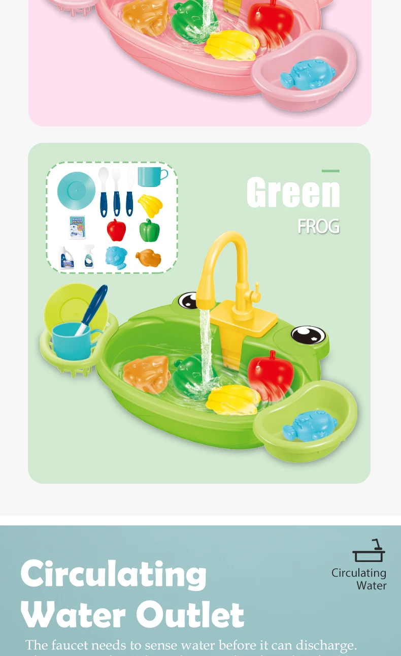 Dishwasher Kitchen Sink Toys, Toddler Kitchen Sink Toy Electric Playing Automatic Water Cycle System Toy Gifts for Kids 