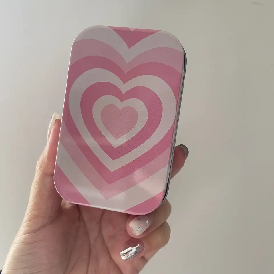 Pink Heart Metal Rolling Tray Set with Accessories