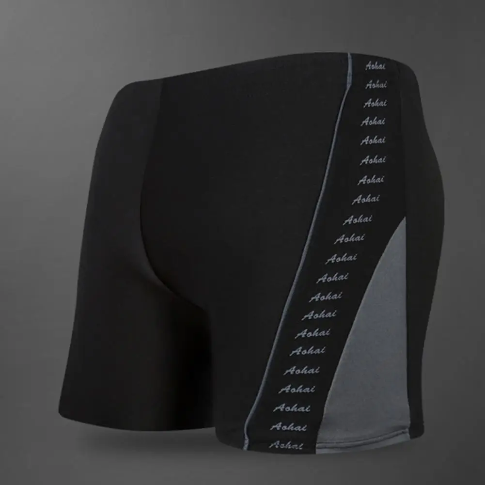 Summer Men Swimming Trunk Loose Plus Size Letter Print Casual Men Swimwear Stretchy Anti-shrink Quick Dry Swimming Shorts