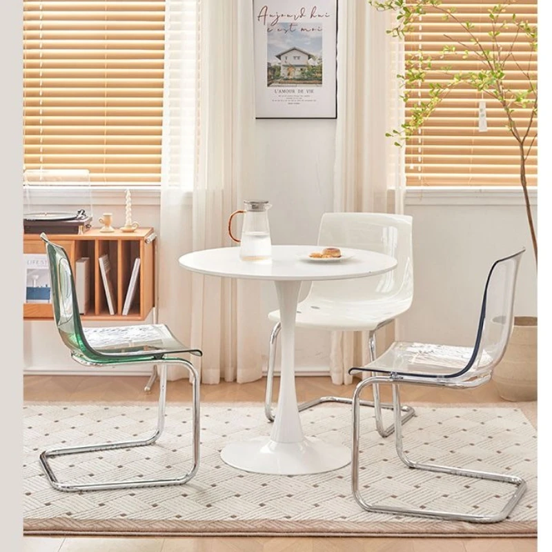 Nordic Modern Clear Acrylic Dining Chair Transparent Plastic Thickened Backrest Chair Simple Home Dining Room Furniture Design