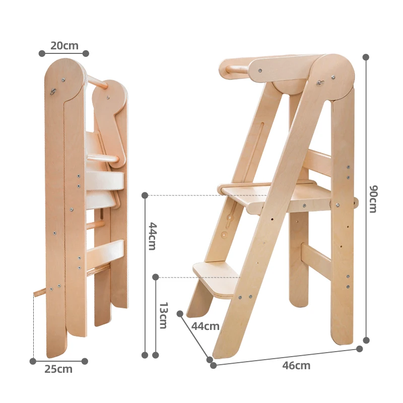 XIHATOY Toddler Kitchen Helper Step Stool Adjustable Height Wooden Montessori Baby High Feeding Chair Learning Tower