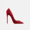 2025 Autumn New Women's High Heels Shoes Sexy Pointed toe Suede Red Shiny Bottom Pumps Fashion Comfortable Shallow Wedding Shoes 5
