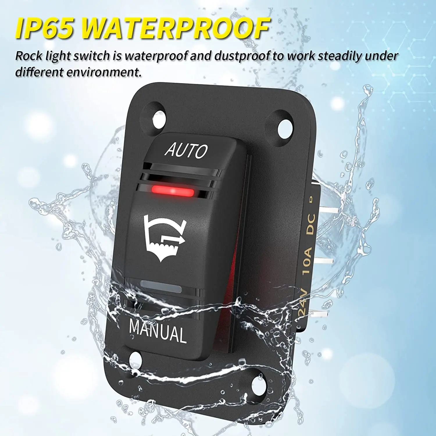 DaierTek 3 Way 20A Bilge Pump Rocker Switch Panel Waterproof 12V 24V 4Pin SPDT Auto/Off/Manual Bilge Pump Switch LED