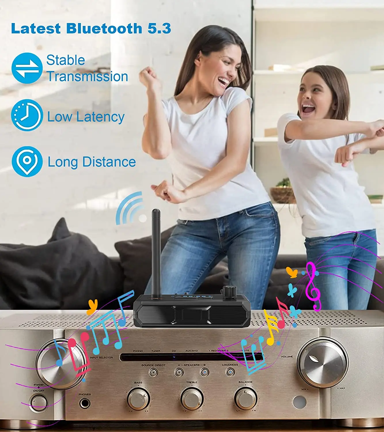 새로운 Bluetooth 5.3 오디오 수신기 무선 지원 자동차 TV PC 스피커 용 AUX 3.5mm RCA 광 잭이있는 U 디스크 오디오 어댑터