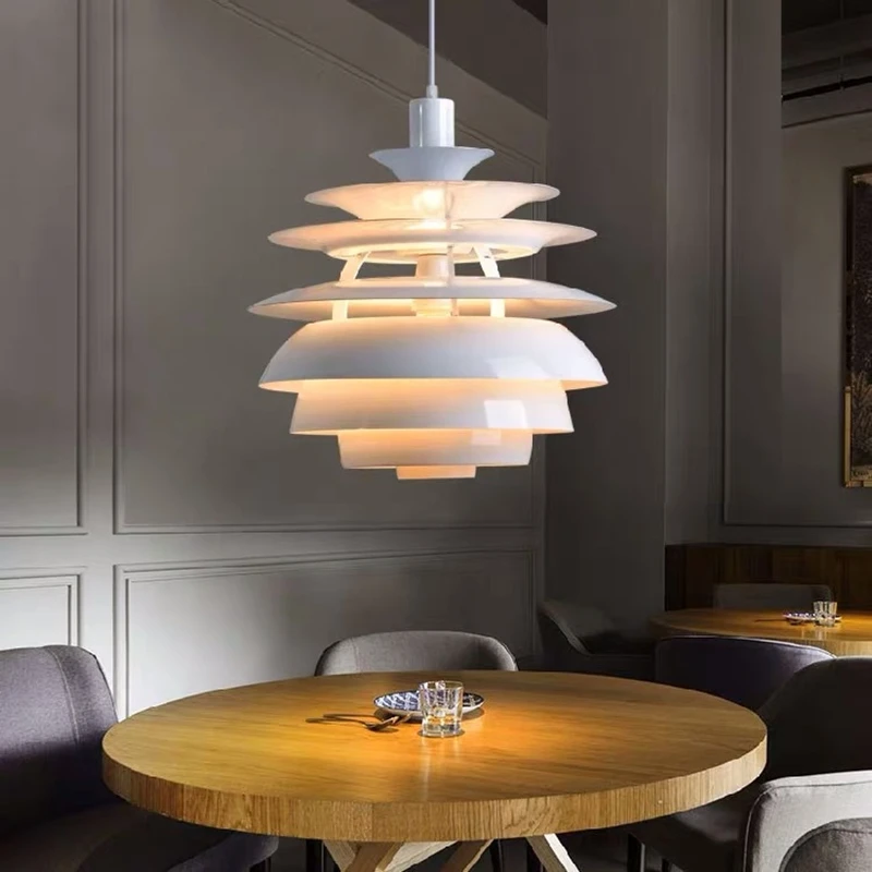 

SGROW Nordic Designer Snowball Pendant Light Postmodern Tiered Shade Hanging Lamp Living Room Bedroom White Creative Dining Lamp