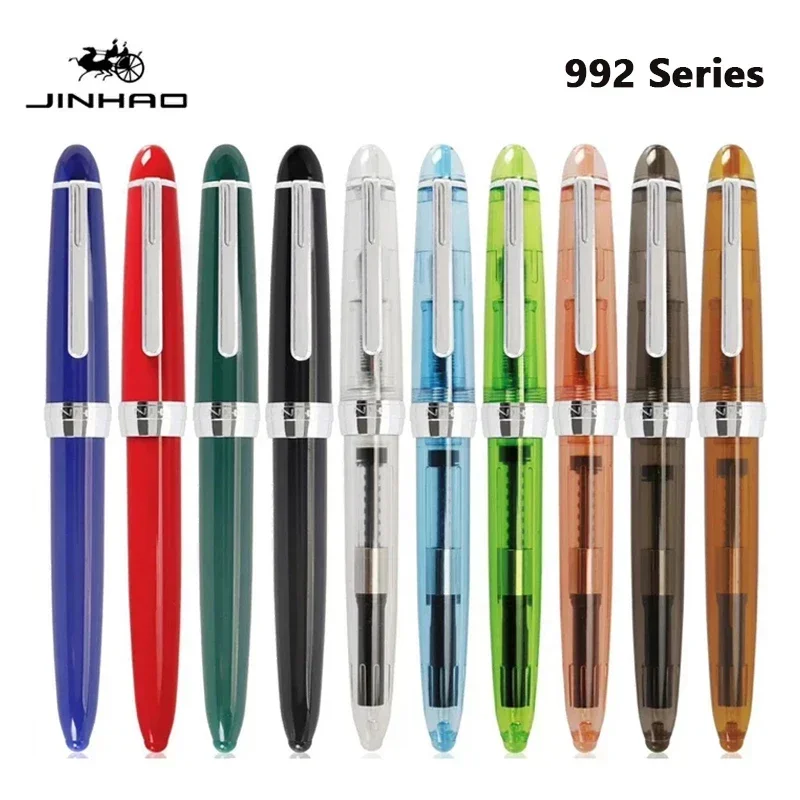 Jinhao 992 Fountain Pen Luxury Pen Elegant Calligraphy Transparent Color Writing ink Pens Office School Supplies Stationery 2