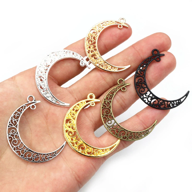 10pcs 41x30mm 7 색 도금 문 스타일 수제 부적 펜던트: 팔찌 목걸이 DIY