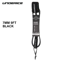 Premium Surfboard Leash with TPU Cord and Stainless Steel Swivels (7mm 9ft black)
