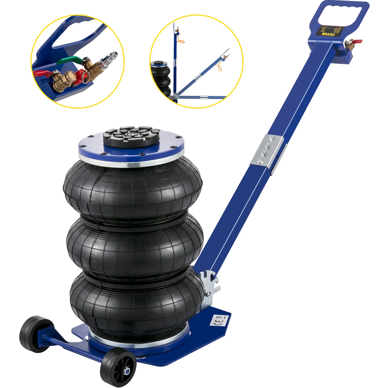 

VEVOR 3 Ton Car Jack Triple Bag Air Jack with Adjustable Handle 40CM Fast Lifting Pneumatic Jack for Van SUV Auto Car Lift Tool