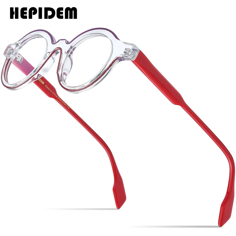 

HEPIDEM Powder Acetate Glasses Men Retro Vintage Round Eyeglasses Women Optical Spectacles Eyewear 9321