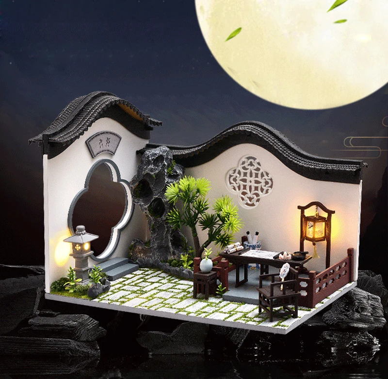 

Старый старинная Азия, Китай, садовая архитектура, вилла, мини-модель, вы должны сочетать его самостоятельно для компонента сцены