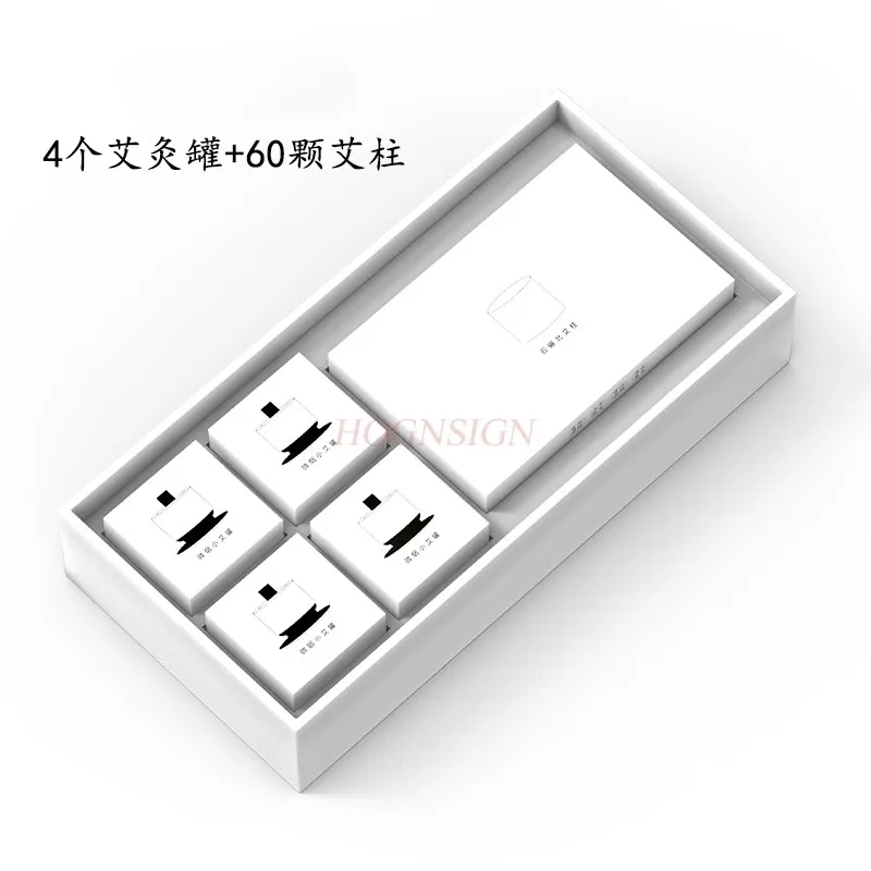 Moxibustion Kit, 4 Pack Portable Safe Home Moxibustion Boxes and 60 Rolls Small Moxa Sticks, Hands-Free, Less Smoke