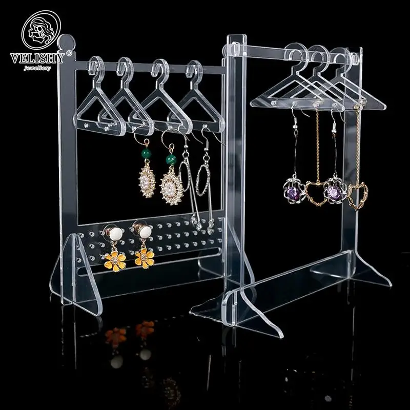 Jewelry Organizer Stand Acrylic Mini Coat Hanger Rack Earring Display Stand Jewelry Show Case Earring Hook For Girls DIY Gift