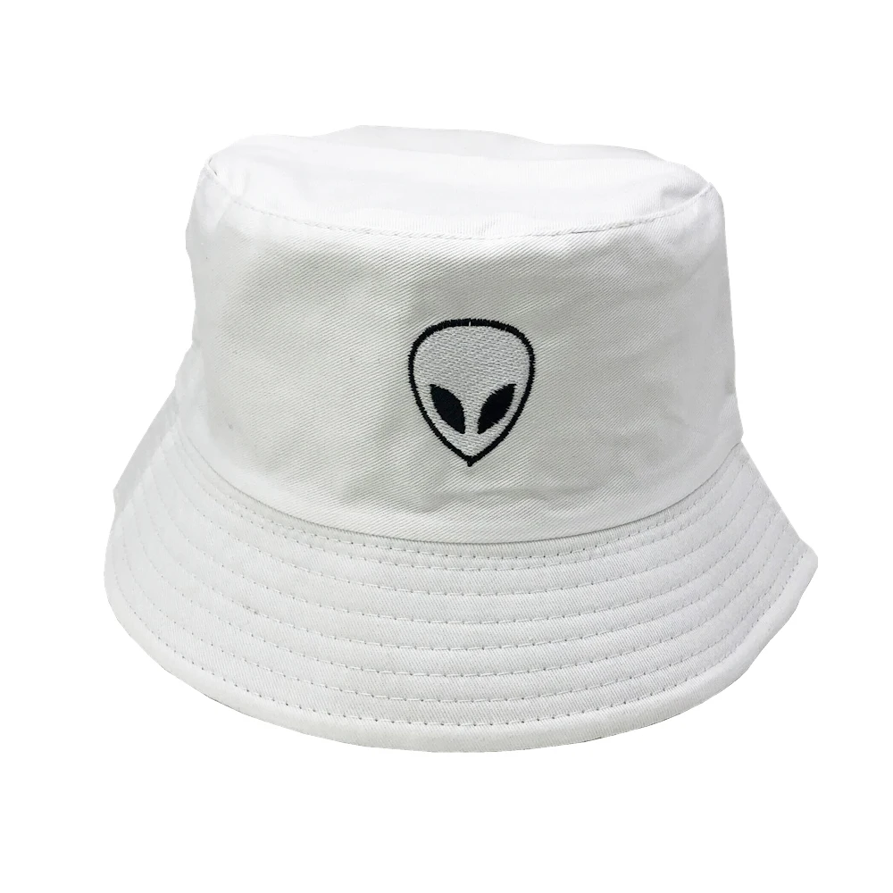 Unisex Embroidered Alien Foldable Bucket Hat Beach Sun Street Headwear Fisherman Outdoor Cap