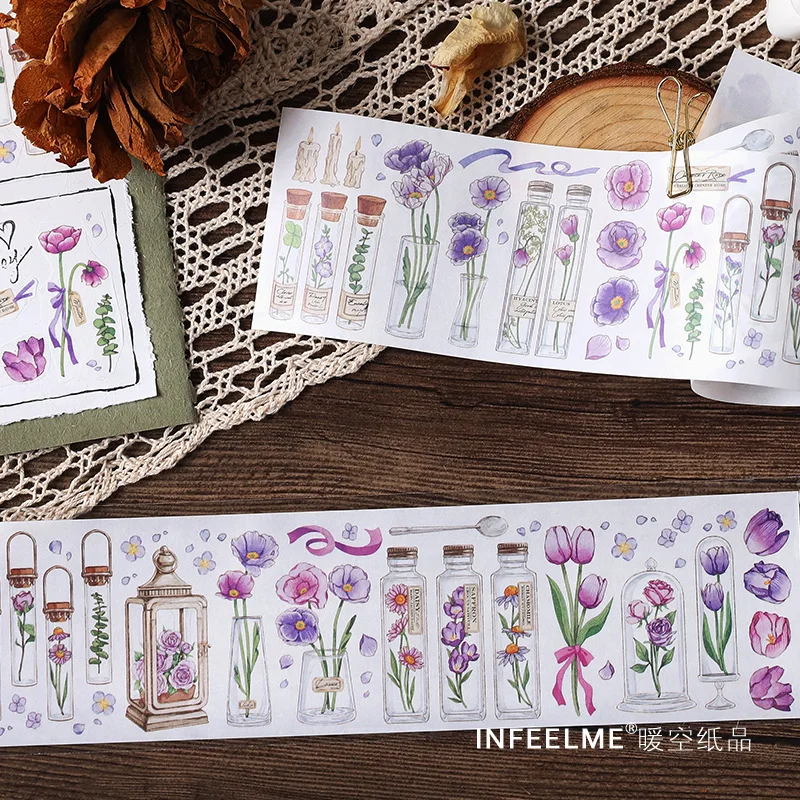 Poetry Wine Flower Tea Washi Tape Paper Masking Tape For Diy Diary Scrapbooking Decorations 4