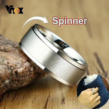 Vnox 6/8mm Spinner Ring for Men Stress Release Accessory Classic Stainless Steel Wedding Band Casual Viking Rune Sport Jewelry 1