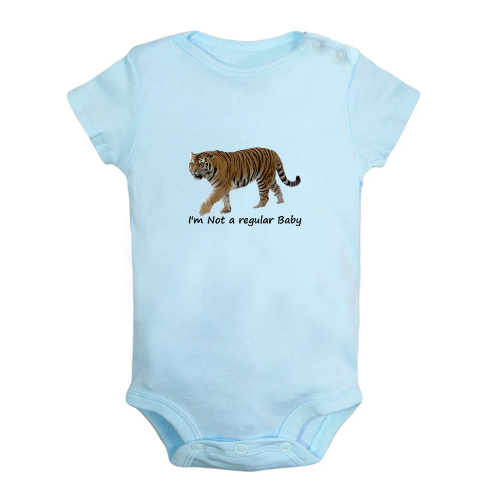 

Animal Tiger I'm Not a Regular Baby Infant Rompers Baby Boys Girls Fun Print Bodysuit Short Sleeves Jumpsuit Kids Soft Clothes
