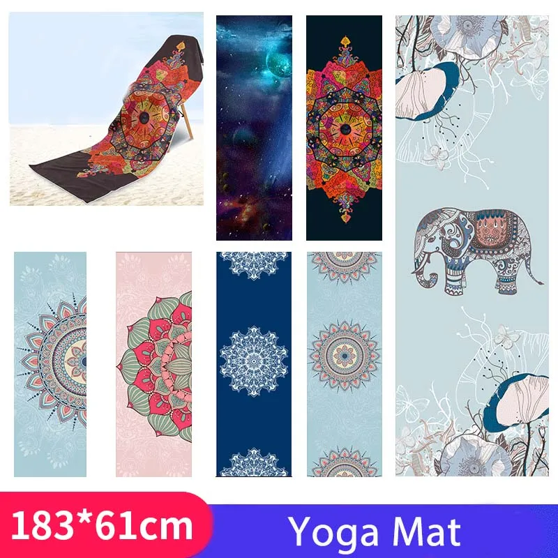 Hot Yoga Mat Towel 185*61cm Printed Yoga Towel Non slip Fitness Workout Mat Cover For Pilates Gym Blankets