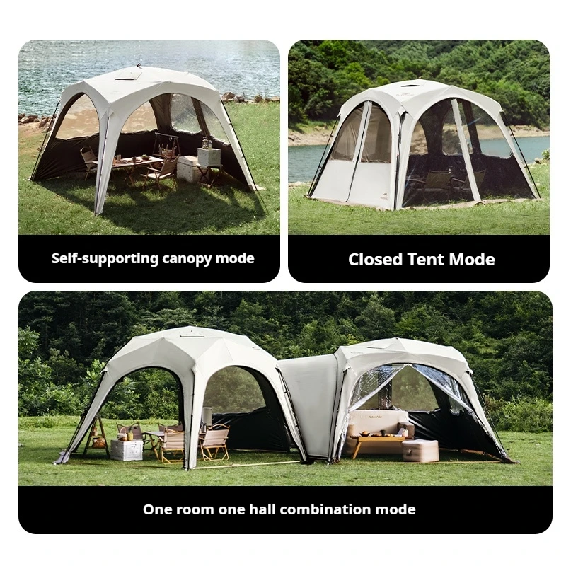 Naturehike Camping Tent Canopy Zipper for 4-6 Person Outdoor Picnic Quick Open Awning With Chimney Waterproof Car Sun Shelter
