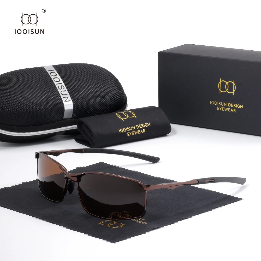 

IOOISUN Sport Sun Glasses Men Driving Polarized Sunglasses Metal Frame Anti-Glare Goggles UV400 Full-Frame Eyewear for Male