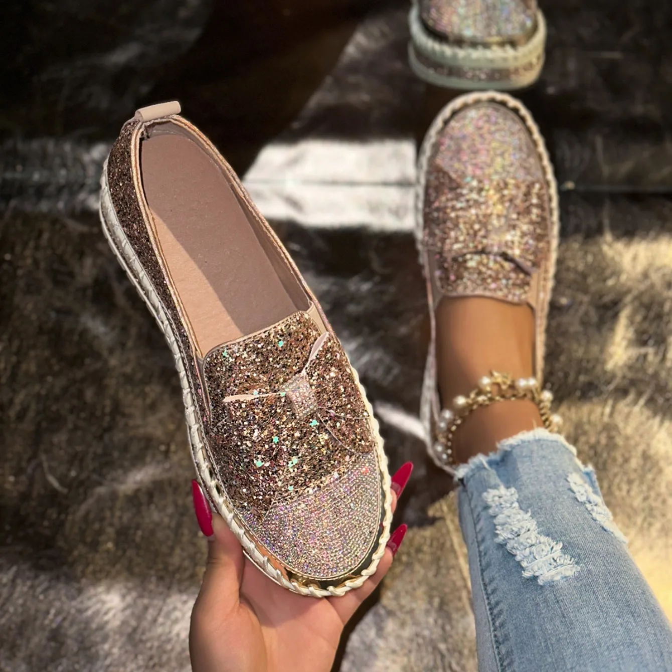 Women Sneakers Fashionable Diamonds - Uniqwear