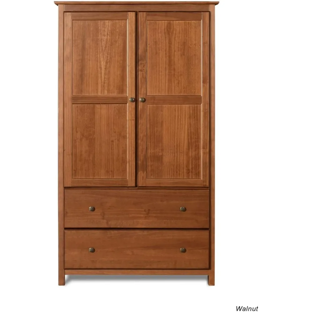 Shaker 2Door Wardrobe,Solid Wood with Walnut Finish and Made of100% solid wood forbedroom living room wardrobescloset organizer 3