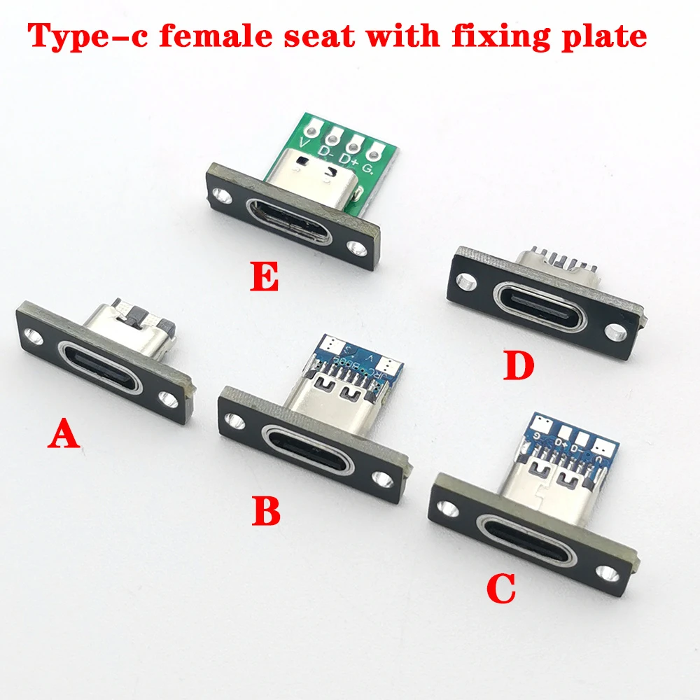 마이크로 USB 3.1 C 타입 잭, 암 커넥터 잭 충전 포트, 나사 고정 플레이트 포함, 2 핀, 2P, 4P, 6P, 1 개