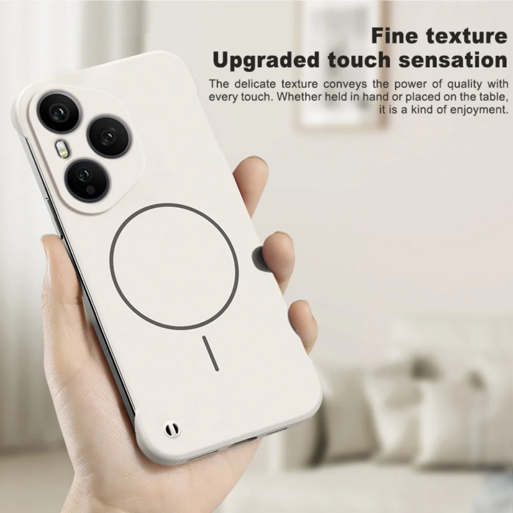 Luxury Frameless Magnetic Phone Case with Wireless Charging and Non-Slip Bumper Cover