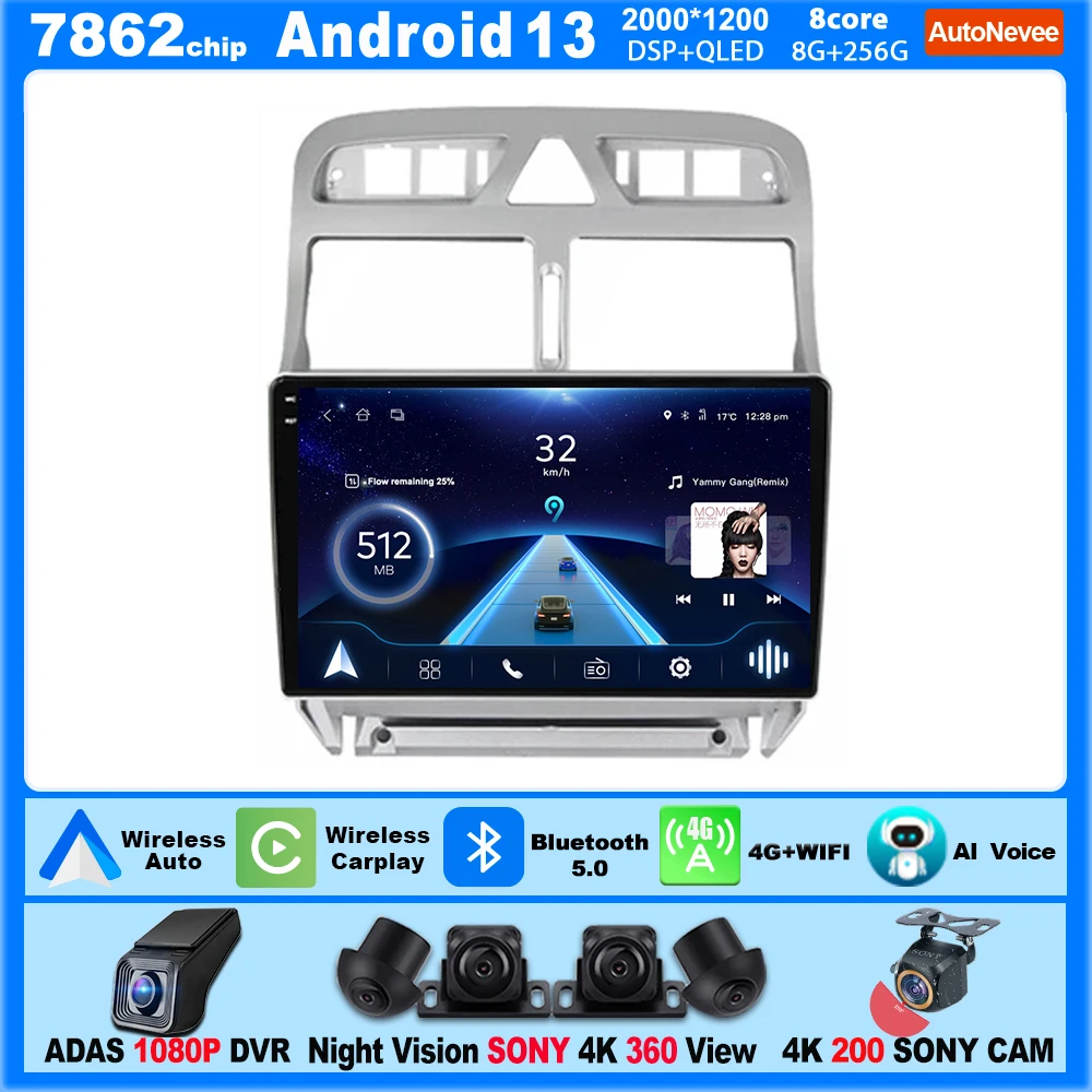 Android Per Peugeot 307 1 2001 - 2008 Auto Apple Carplay Radio Automotivo Stereo Multimedia Player Auto Sistemi Intelligenti Coche
