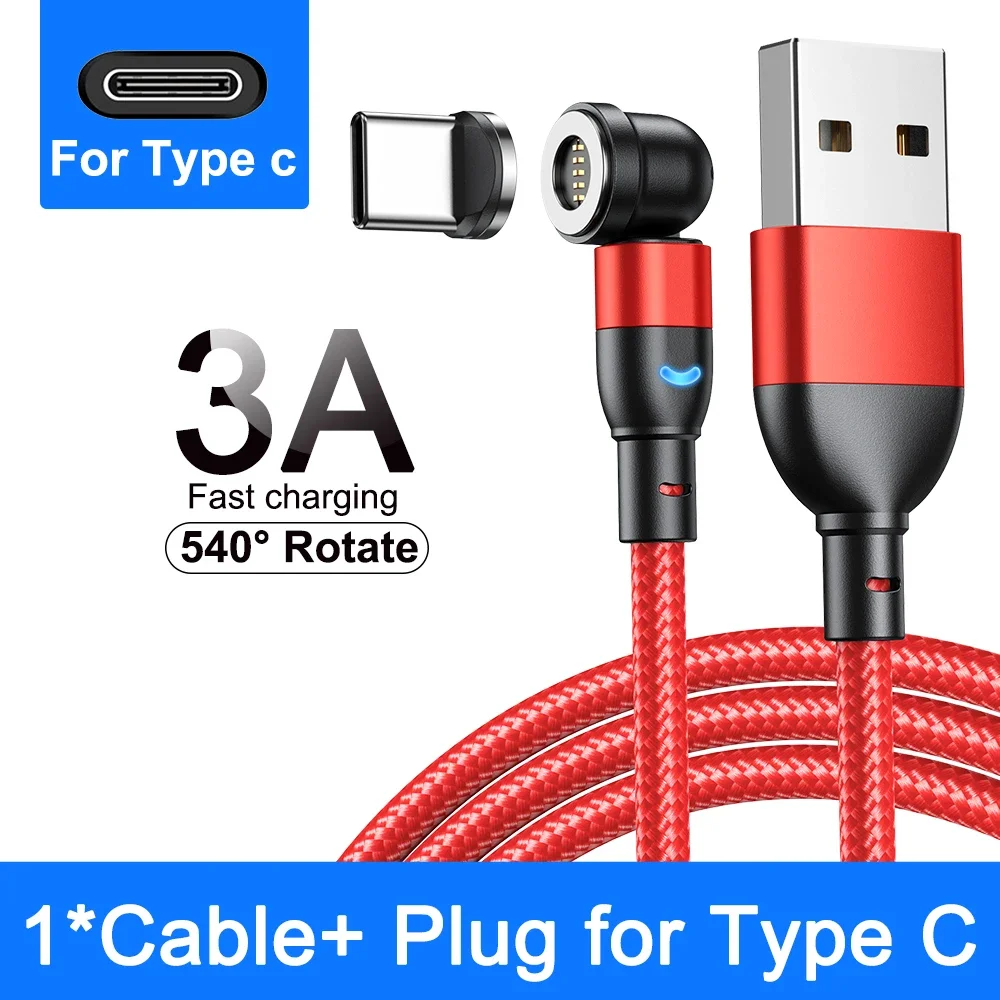 Enhanced Magnetic Fast Charging Cable 3A – Rotatable USB Type C Data Cord